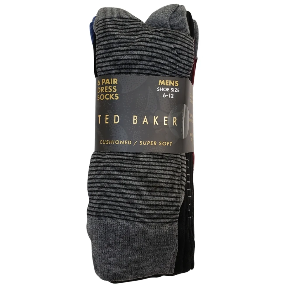 Ted Baker Men's Rayon Blend Dress Socks 6 Pairs Shoe Size 6-12 NWT